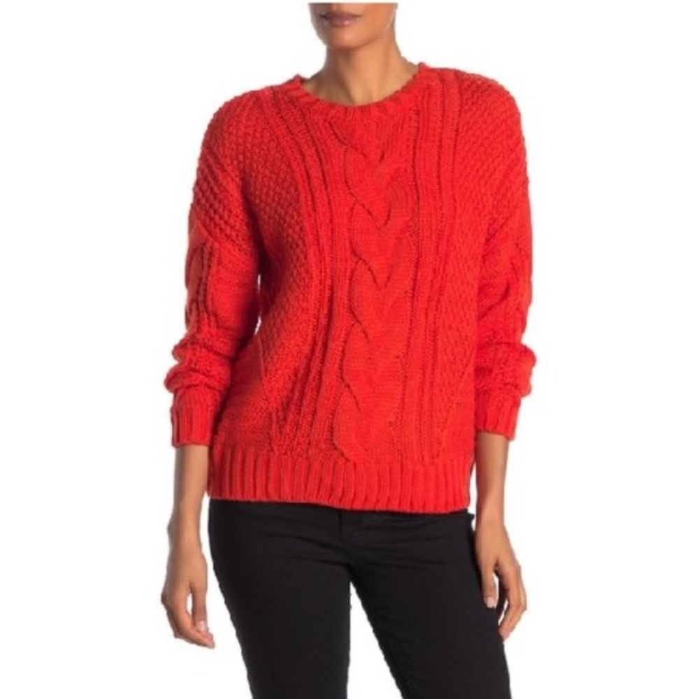 One A Mixed Knit Crew Neck Sweater